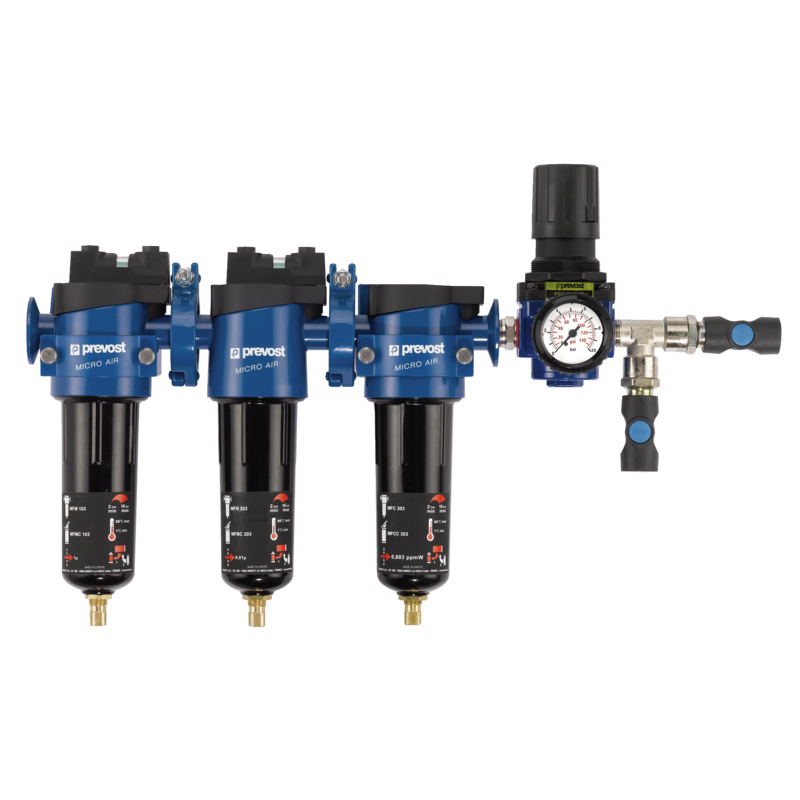 Ensemble de filtration et régulation pour pistolets de peinture à base aqueuse PREVOST