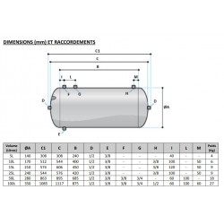 5L Reservoir pneumatique : Capacité tampon, peint, Nu, 8 bar