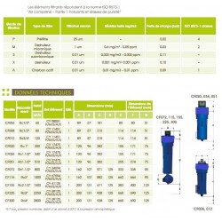 198 m3/h - 0.01 micron - Filtre réseau pour le traitement de l’air comprimé -  Grade-S-Sub-micronique