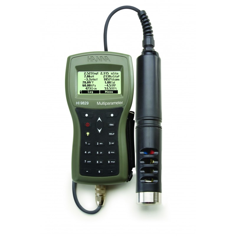 Multiparamètre HI 9829 en mallette, sonde pH, EC, OD, °C, câble 20 m Multiparamètre HI 9829 en mallette, sonde pH, EC, OD, °C, câble 20 m