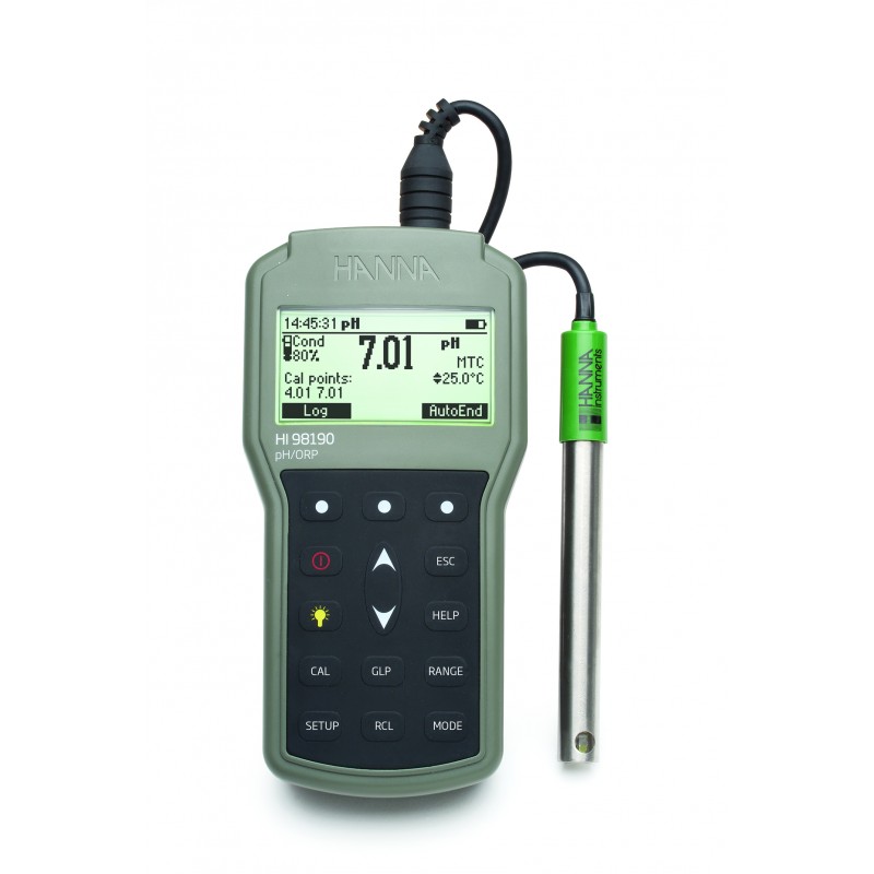 pH-/mV-mètre étanche HI98190 (DIN), 0,001 pH, Calibration Check, port USB pH-/mV-mètre étanche HI98190 (DIN), 0,001 pH, Calibration Check, port USB