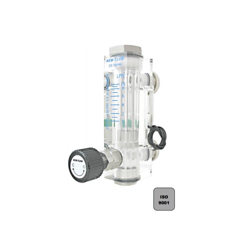 Débimètre EAU à flotteur en acrylique avec robinet de réglage type DS 1/4\\\" Débimètre EAU à flotteur en acrylique avec robinet de réglage type DS 1/4\\\"