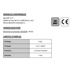 1\"1/4 Débimètre à flotteur en inox type P