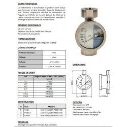 1/2" Débimètre magnétique type MF200E 40-400 litres/h