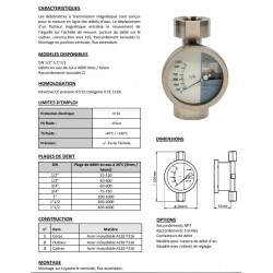 3/4\\\" Débimètre magnétique type MF200E 75-750 litres/h