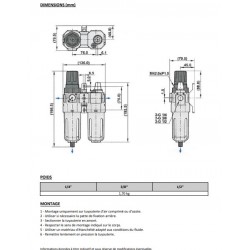 1/4\\\" 1730 - Filtre régulateur + lubrificateur NUFR+L