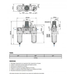 1/4\\\"	 1732 - Filtre + régulateur + lubrificateur NUF+R+L