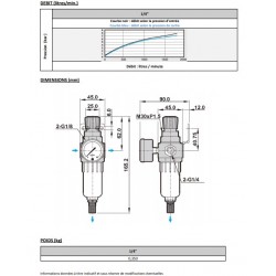 1/4\" 1760 - Filtre régulateur 40 µm FR500